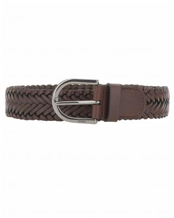 Mens Roul-WNK-SZ_35 Woven Leather Belt - Dark Brown