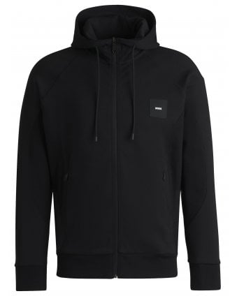 Mens Saggy-Rib Patch Logo Hoodie Black