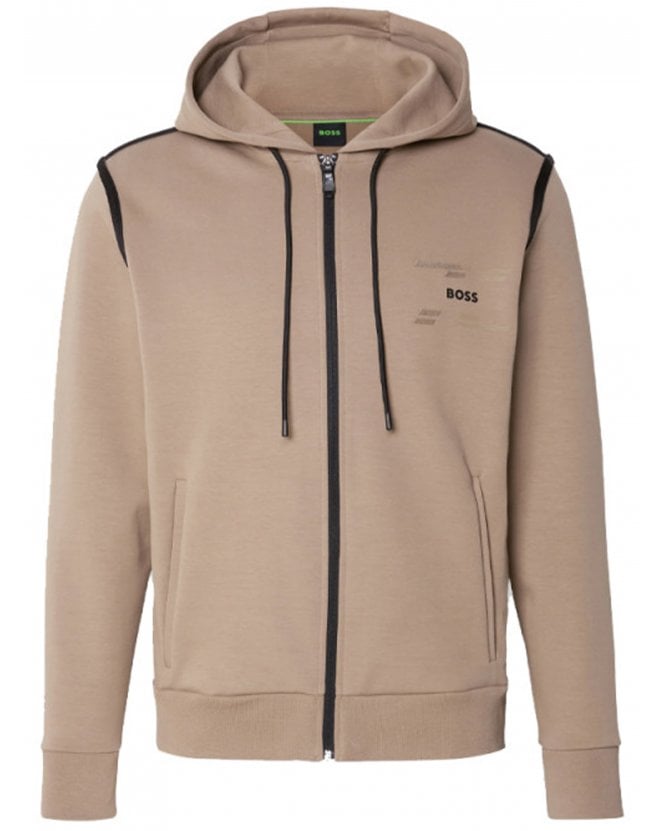BOSS Mens Saggy Tape Logo Hoodie Green