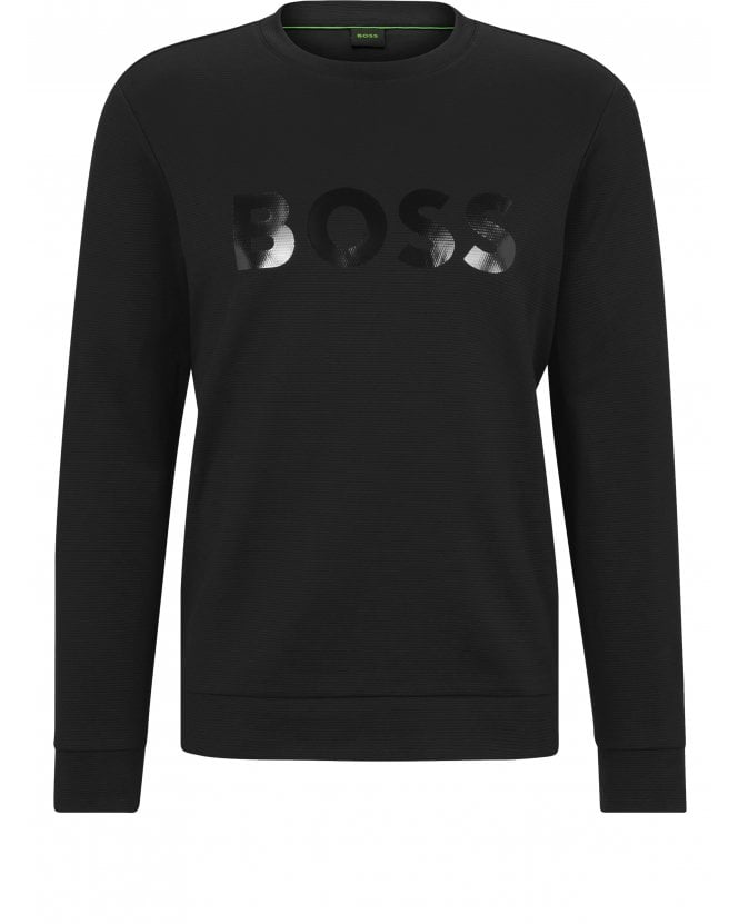 BOSS Mens Salbo Mirror Logo Sweatshirt Black