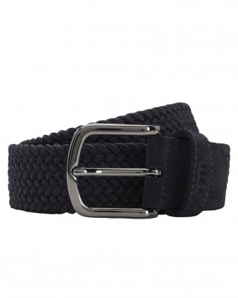 Mens SASH-WNE-SD_SZ_35 Woven Belt with Suede Trims - Dark Blue