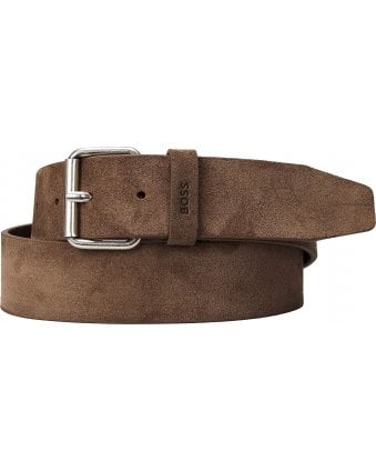 Mens Serge Roller Buckle Belt Dark Brown