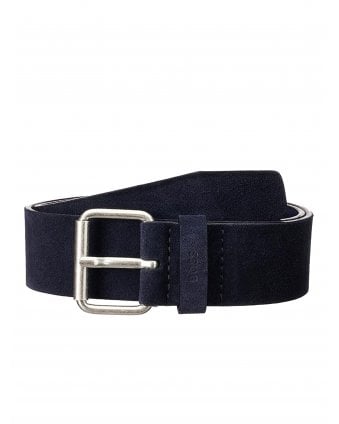 Mens Serge Roller Buckle Belt Navy