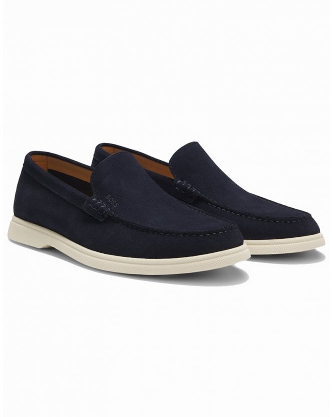 BOSS Mens  Sienne_Loaf_sd_N Suede Loafers - Dark Blue