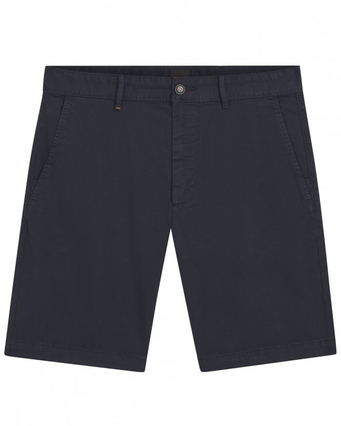 BOSS Mens Slim-Fit Stretch-Cotton Twill Chino Shorts - Dark Blue
