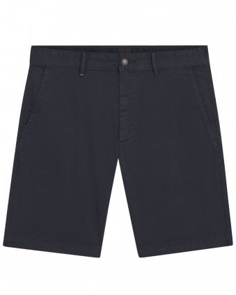 Mens Slim-Fit Stretch-Cotton Twill Chino Shorts - Dark Blue