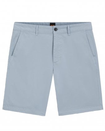 Mens Slim-Fit Stretch-Cotton Twill Chino Shorts - Light Blue