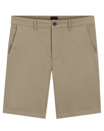 Mens Slim-Fit Stretch-Cotton Twill Chino Shorts - Light Brown