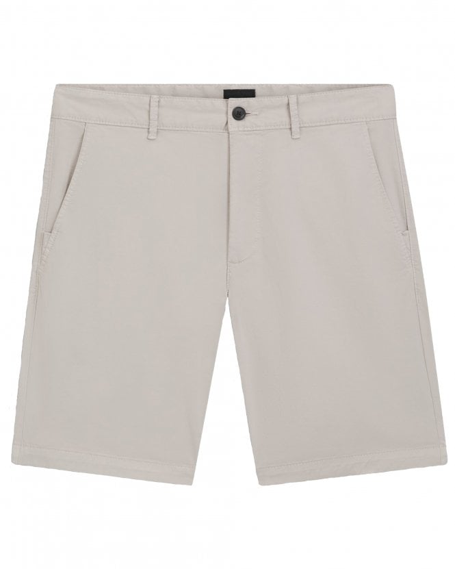 BOSS Mens Slim-Fit Stretch-Cotton Twill Chino Shorts - Light Grey