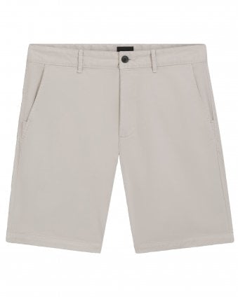 Mens Slim-Fit Stretch-Cotton Twill Chino Shorts - Light Grey