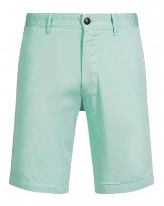Mens Slim-Fit Stretch-Cotton Twill Chino Shorts - Turquoise