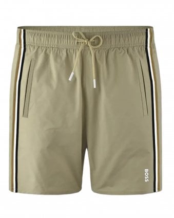Mens Style Iconic Swim Shorts - Beige