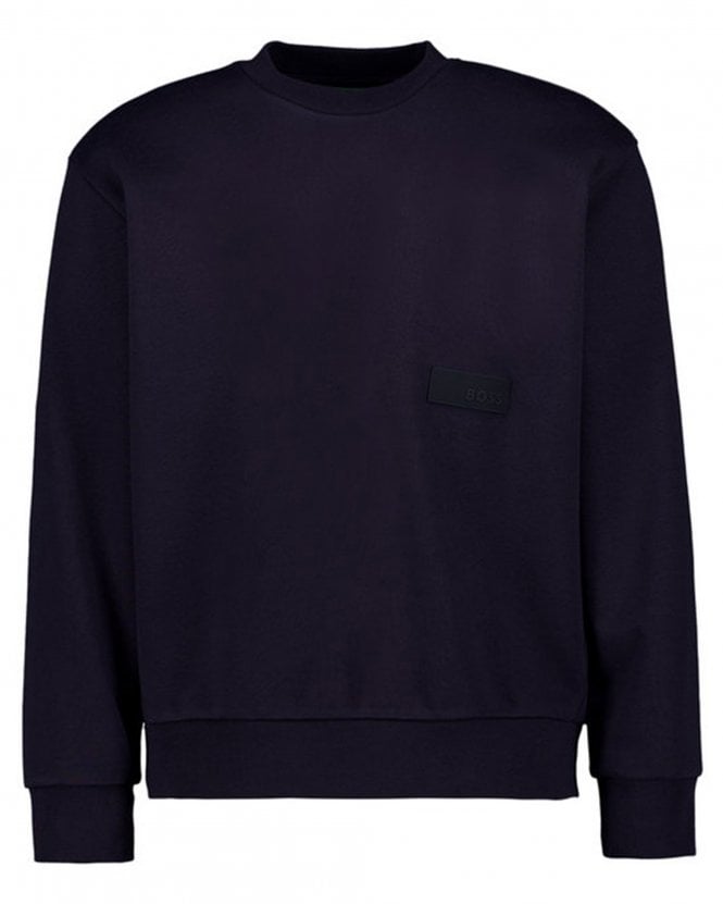 BOSS Mens SW_Crewneck Relaxed Fit Sweatshirt - Dark Blue
