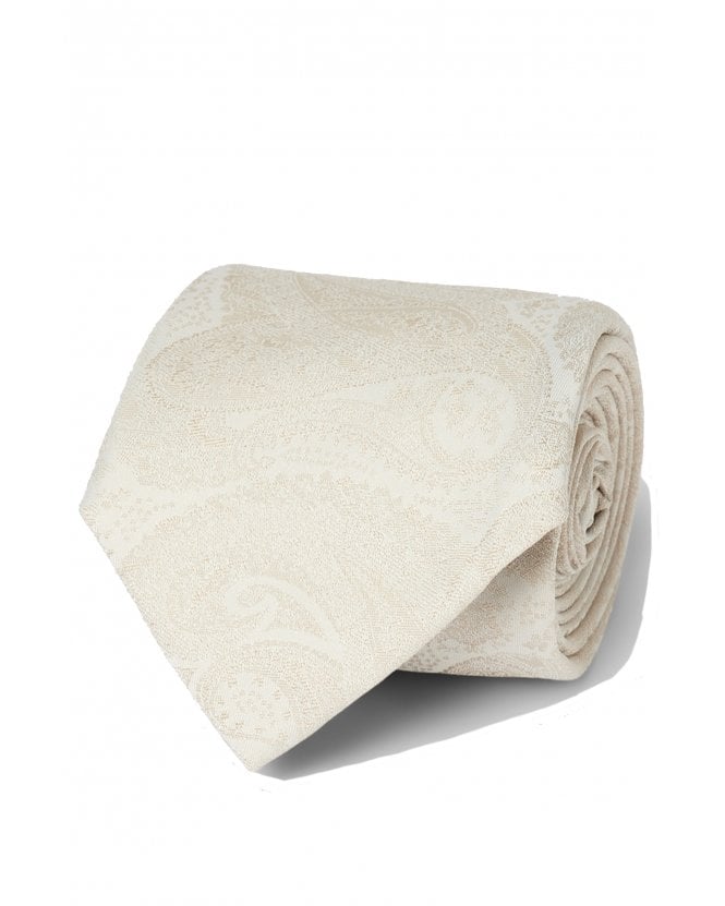 BOSS Mens Swirl Tie Beige White