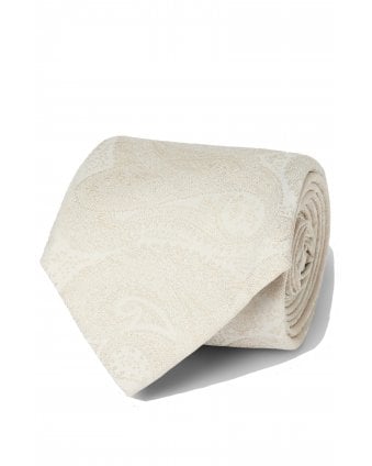 Mens Swirl Tie Beige White