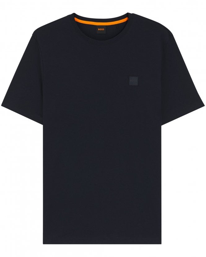 BOSS Mens Tales Cotton-Jersey Patch T-Shirt - Dark Blue