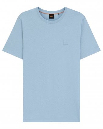 Mens Tales Cotton-Jersey Patch T-Shirt - Light Blue