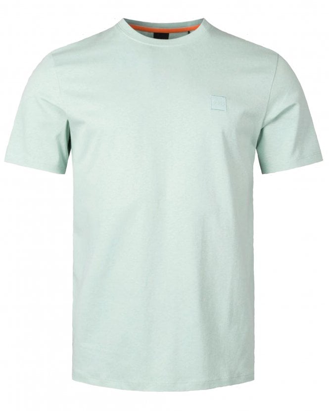 BOSS Mens Tales Cotton-Jersey Patch T-Shirt - Turquoise