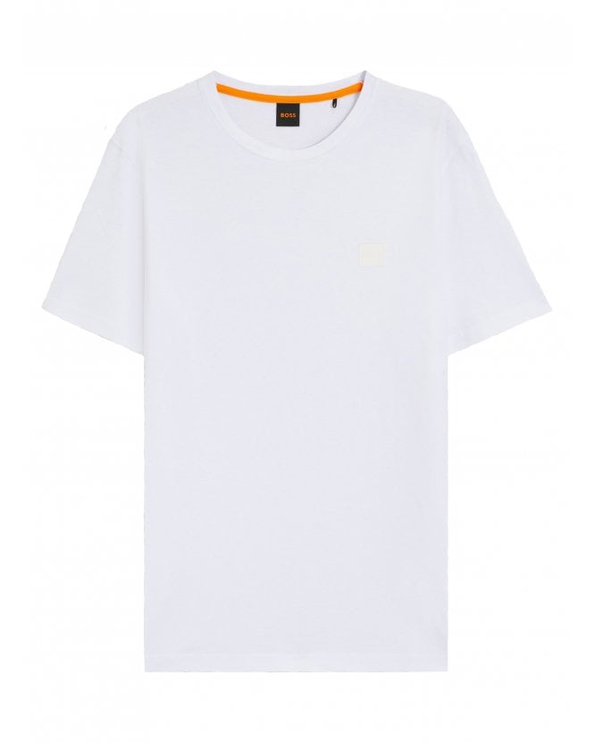 BOSS Mens Tales Patch Logo T-Shirt White
