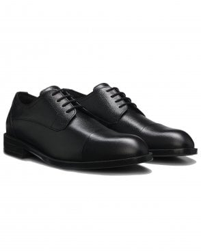 Mens Tayil_Derb_GRCT Grained Leather Cap-Toe Derby Shoes - Black