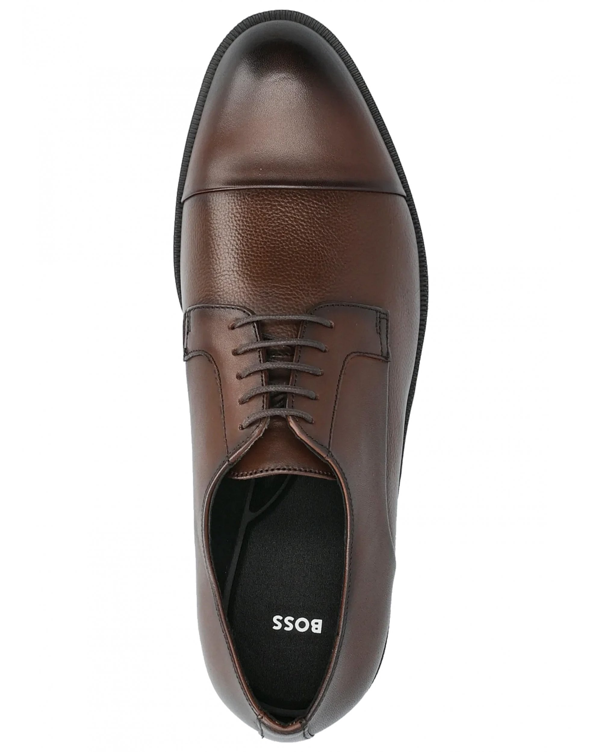 Boss Saul Derb lace up Size 12 Brown NEW BOSS - Structured and plain Derby shoes in leather - Dark Brown main image 2