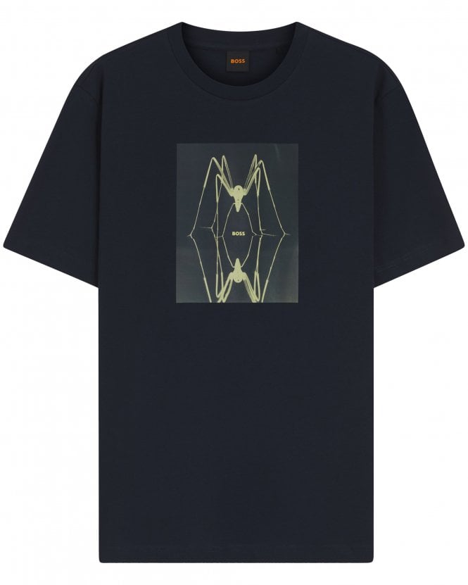 BOSS Mens Te_Creature T Graphic Print T-Shirt - Dark Blue