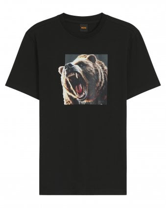 Mens Te_Dobermann Animal Artwork Bear T-Shirt -Black