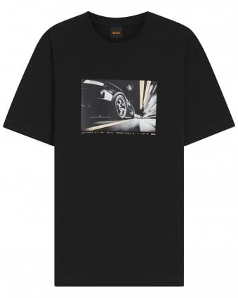 Mens Te_Motors Rear Motor Print T-Shirt - Black 