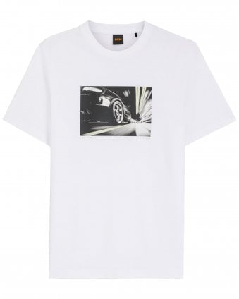 Mens Te_Motors Rear Motor Print T-Shirt - White