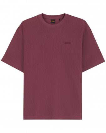 Mens Te_Rib Relaxed Fit Ribbed Cotton T-Shirt - Red
