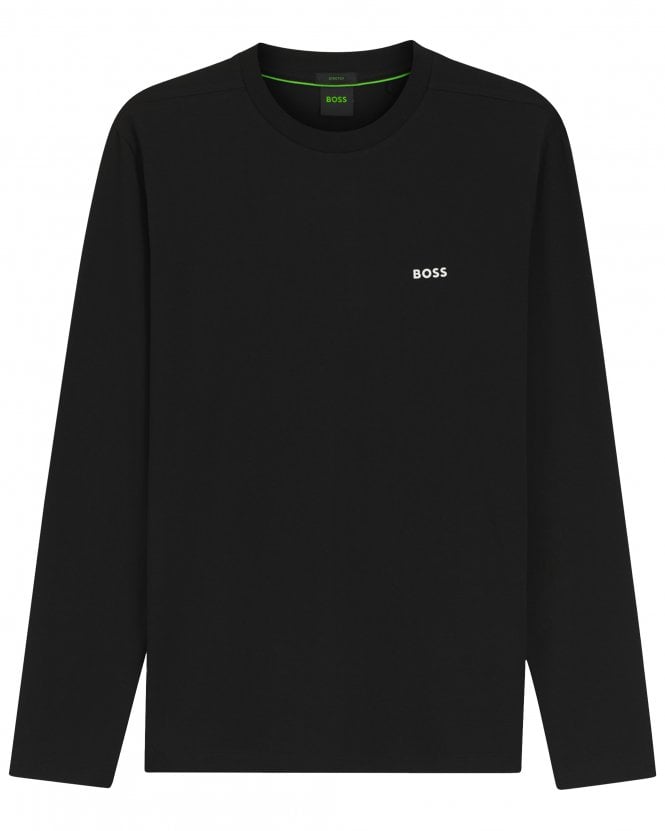 BOSS Mens Tee Long Regular Fit Stretch Long-Sleeve T-Shirt - Black