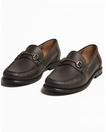 Mens Tevan_Mocc_GRHW Leather Moccasins Loafers - Dark Brown