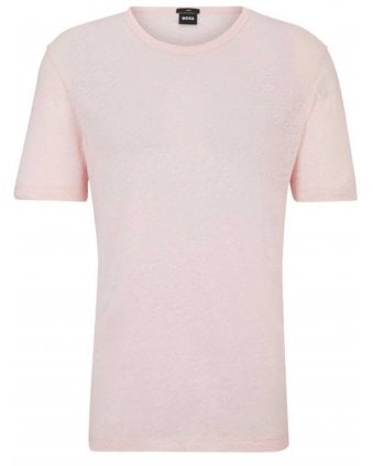 Mens Tiburt Linen T-Shirt Light Pastel Pink