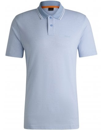Mens Tipped Oxford Polo Shirt Light Blue