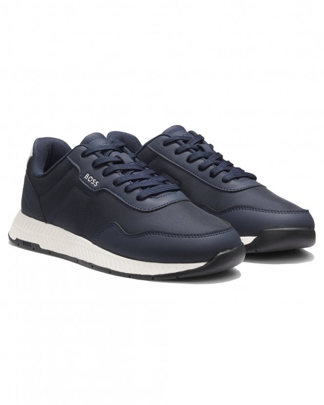 BOSS Mens Titanium_Runn_Nypun Low Top Trainers - Dark Blue