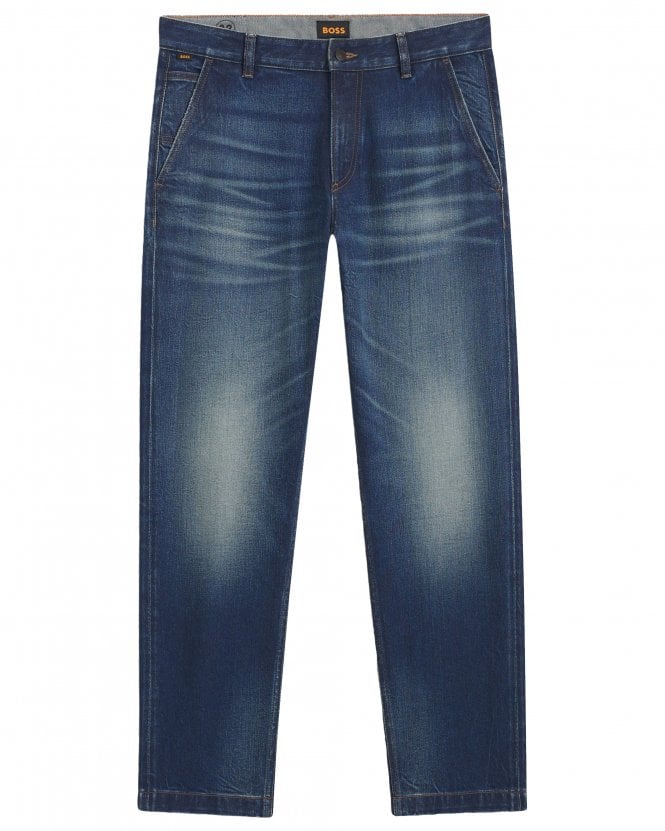 BOSS Mens Troy Straight Tapered-Fit Comfort-Stretch Jeans - Blue
