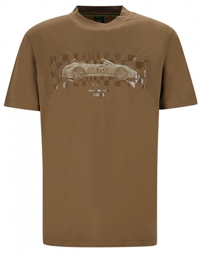 BOSS Mens TS_PS Icons70 Car Regular Fit Porsche T-Shirt - Brown