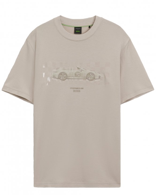 BOSS Mens TS_PS Icons70 Car Regular Fit Porsche T-Shirt - Open Beige