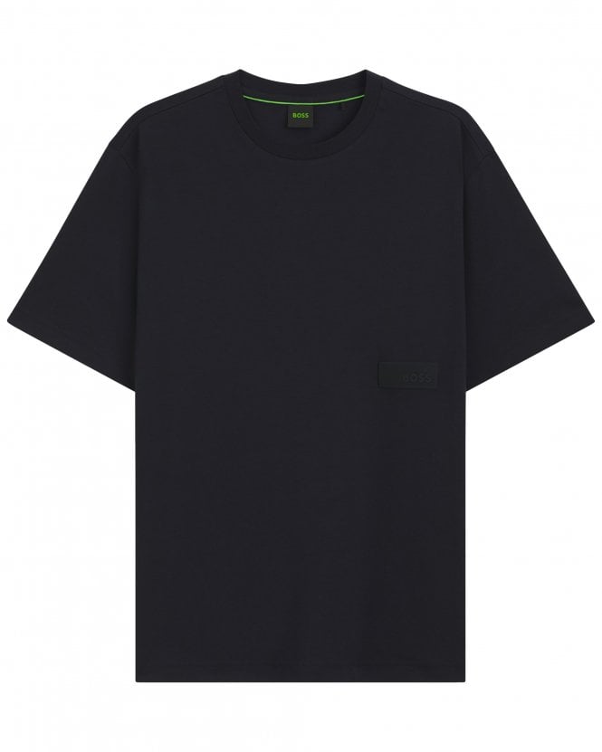BOSS Mens TS_Structure Relaxed Fit Heavyweight Cotton Jersey T-Shirt - Dark Blue
