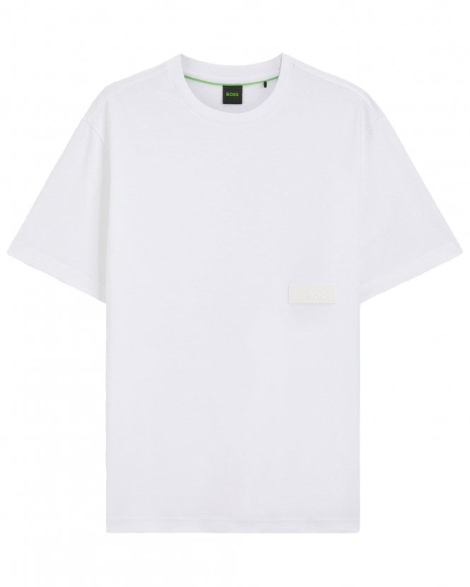 BOSS Mens TS_Structure Relaxed Fit Heavyweight Cotton Jersey T-Shirt - White