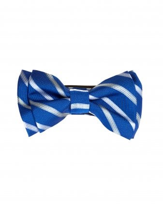 Mens Vintage Bright Blue Striped Bow Tie