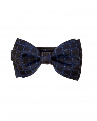 Mens Vintage Dark Blue Diamond Outline Bow Tie