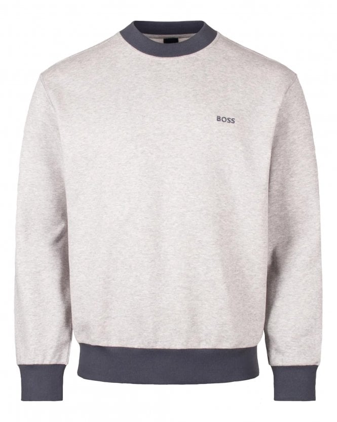 BOSS Mens We_Edge Regular Fit Cuffed Sweatshirt - Open Grey 