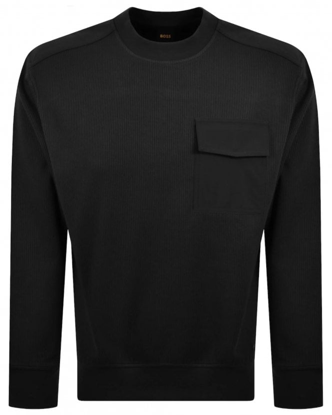 BOSS Mens We_Urban Relaxed Fit Stretch Sweatshirt - Black