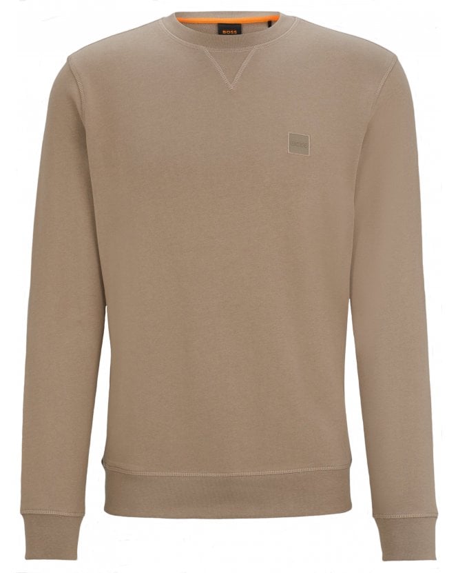 BOSS Mens Westart Terry Sweatshirt Light Brown