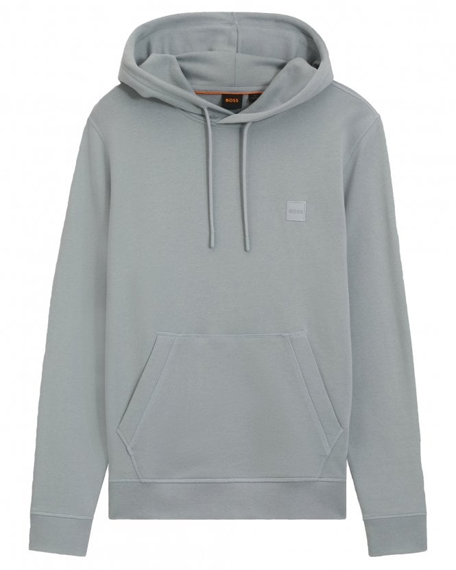 BOSS Mens Wetalk Logo Patch Hoodie - Light Grey 