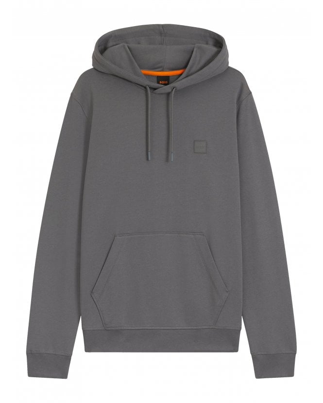 BOSS Mens WeTalk Terry Logo Patch Hoodie Grey