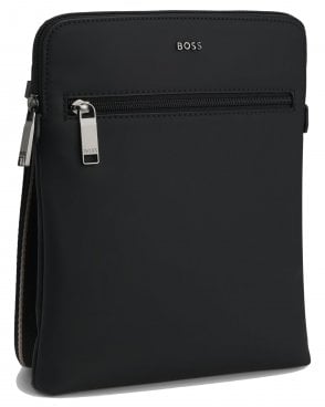 Mens Zeph_Envelope Faux-Leather Pouch Bag - Black 