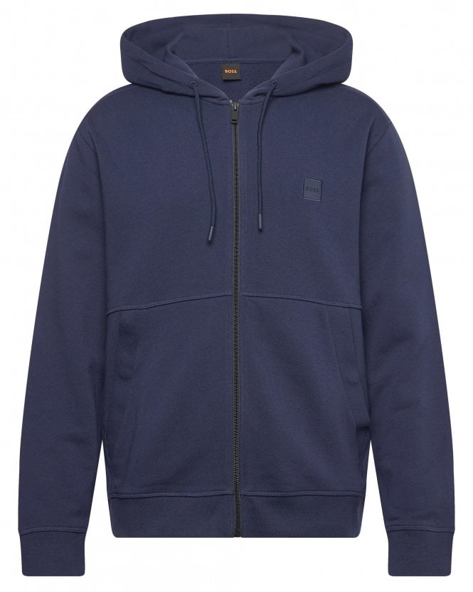 BOSS Mens Zetalky Terry Zip-Up Hoodie - Open Blue