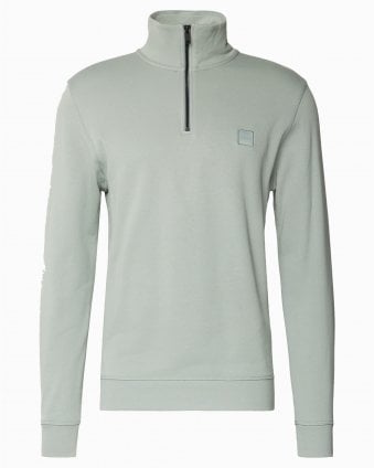 Mens Zetrust Quarter-Zip Cotton-Terry Sweatshirt - Aqua Green